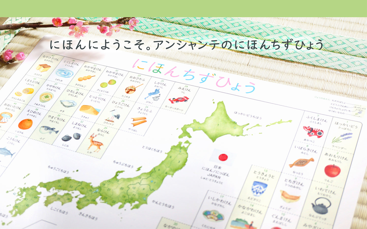 にほんちずひょう【Map of Japan】 A3・角丸・防水