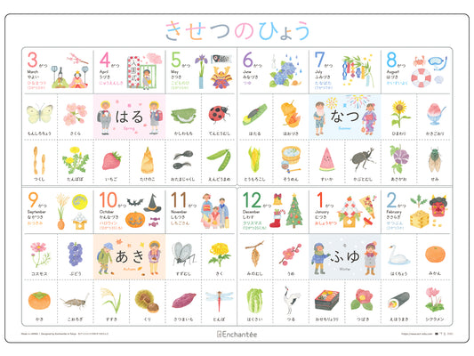 きせつのひょう【 Four Seasons of Japan】A3・角丸・防水