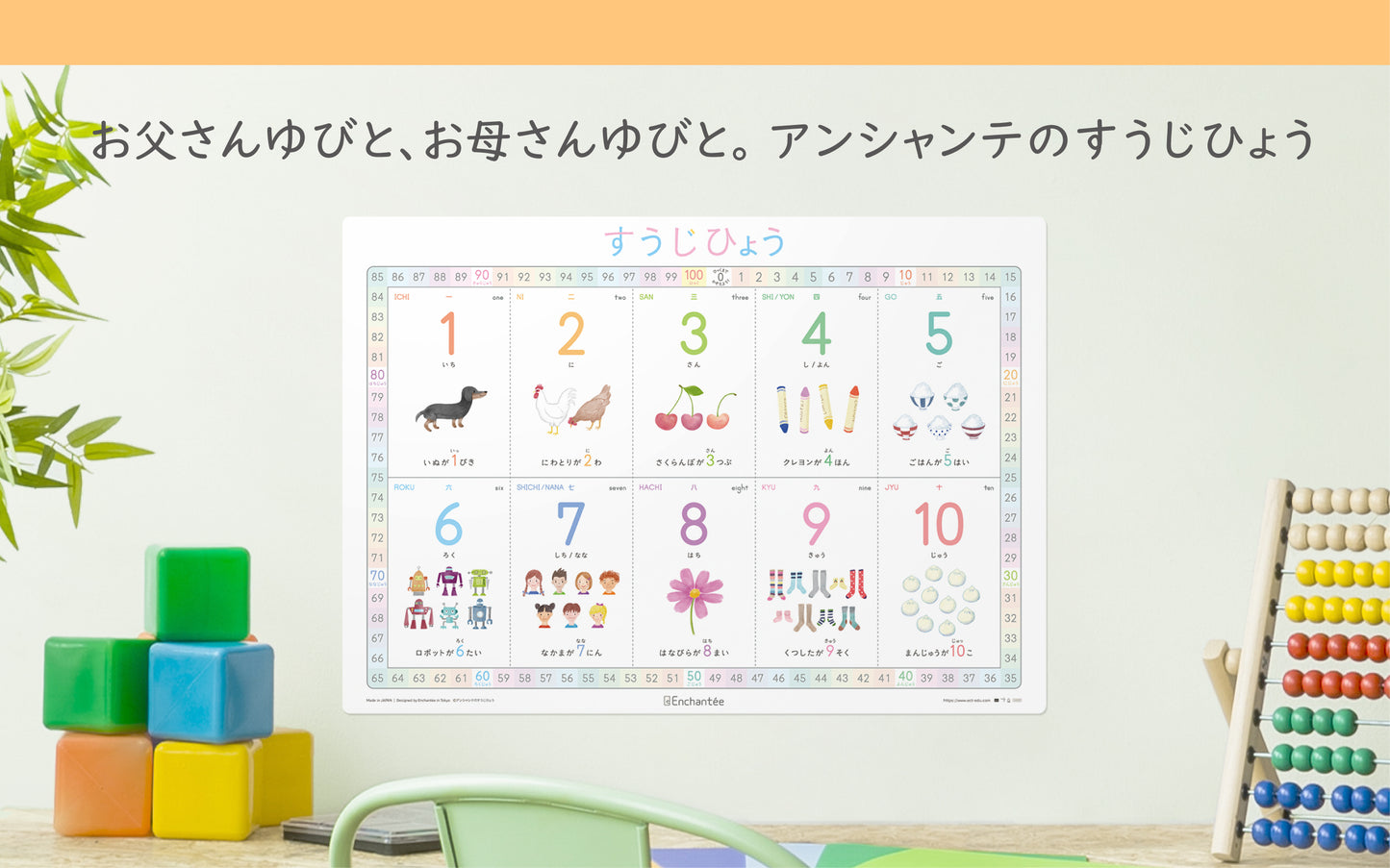 すうじひょう【Number Chart】A3・角丸・防水