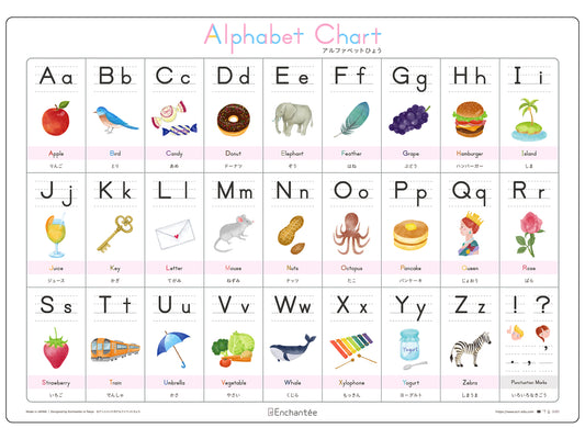アルファベットひょう【Alphabet Chart】A3・角丸・防水