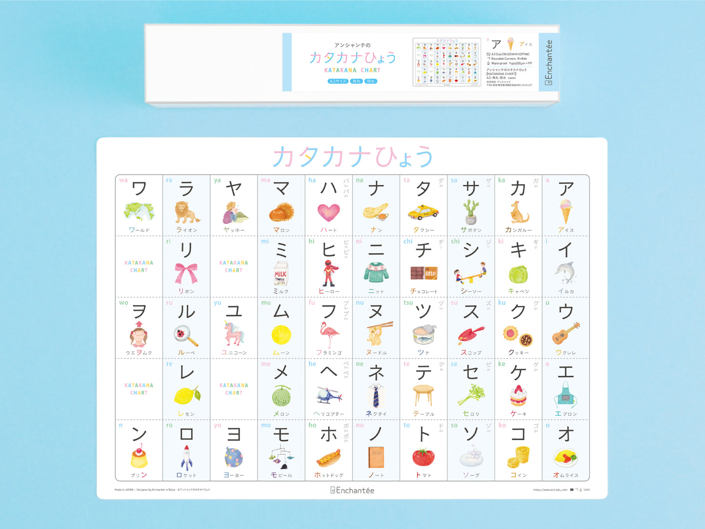 カタカナひょう【KATAKANA CHART】A3・角丸・防水