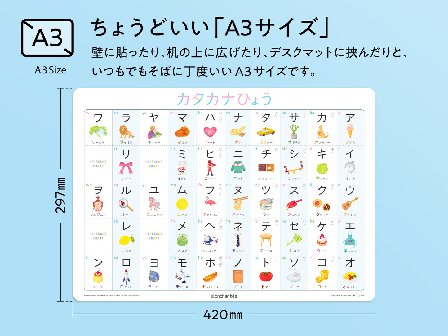 カタカナひょう【KATAKANA CHART】A3・角丸・防水