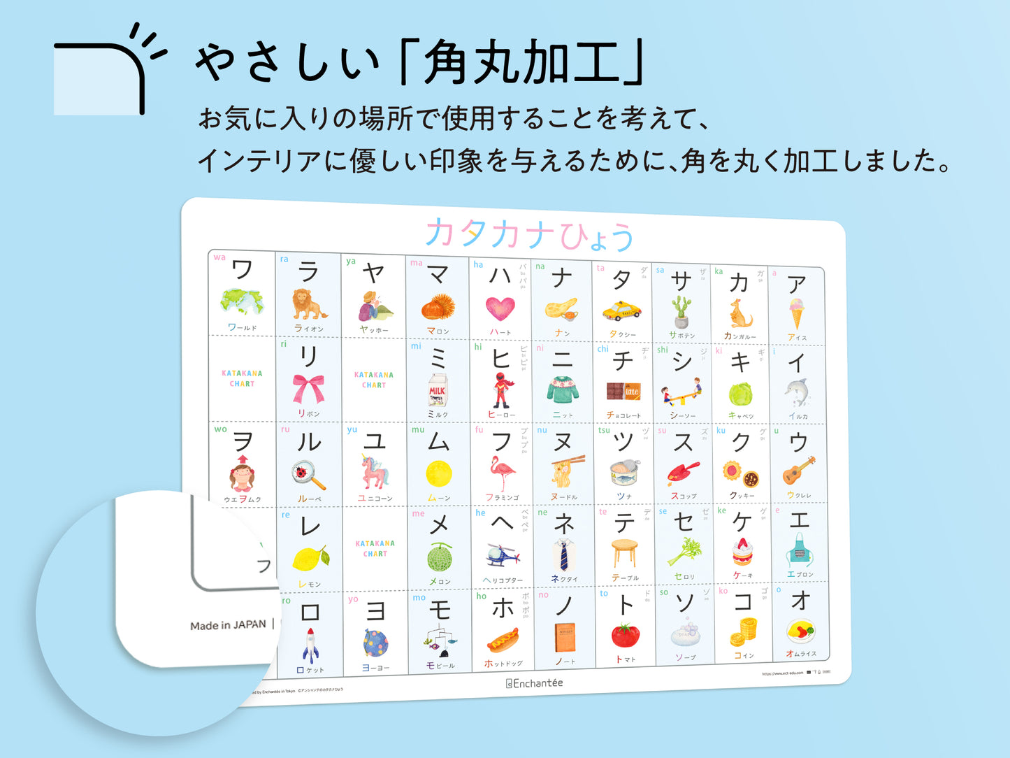 カタカナひょう【KATAKANA CHART】A3・角丸・防水