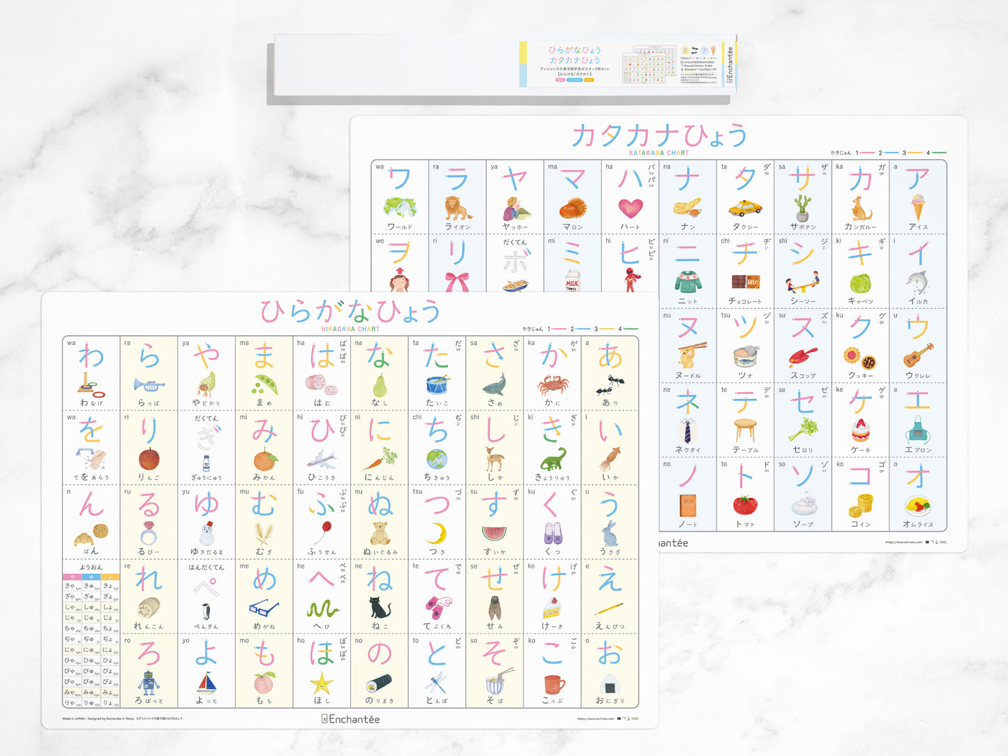 書き順学習ポスター2枚セット【ひらがな｜カタカナ】 防水・A2・角丸